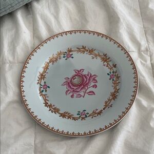 Avon Floral Dinner Plate with Pink and Gold Accents